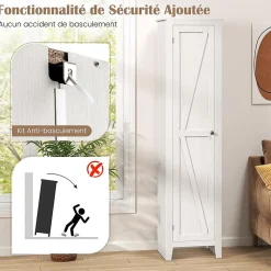 Giantex Armoire haute et étroite, étagère à 4 compartiments et porte, peu encombrante, grand espace de rangement, 43 x 19,5 x 183 cm.