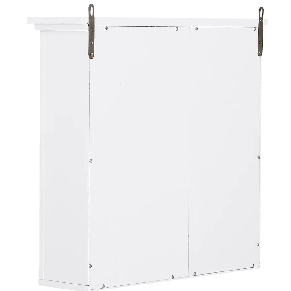 Homcom Armoire haute murale de salle de bain ou WC placard 1 porte 3 niches dim. 53L x 14,5l x 50,5H cm MDF panneaux particules blanc* Armoire De Salle De Bains