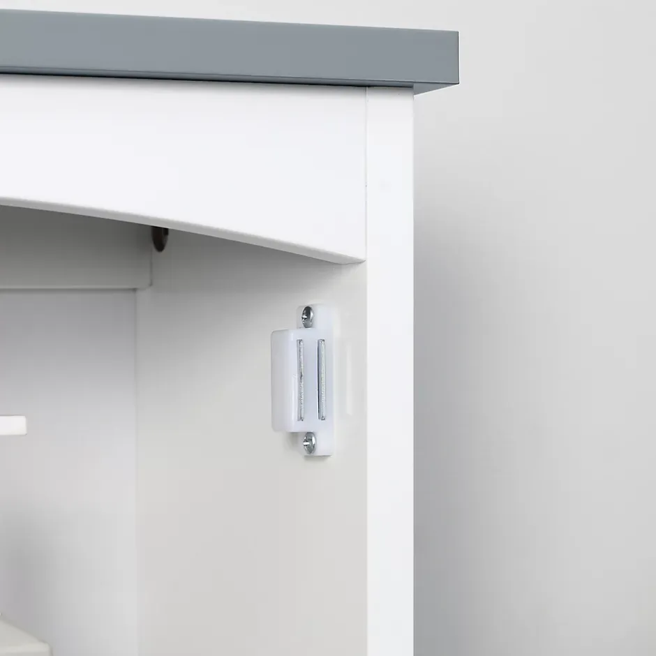 kleankin Armoire haute murale de salle de bain ou WC - placard porte avec étagère réglable - dim. 41L x 18l x 52H cm - MDF blanc gris