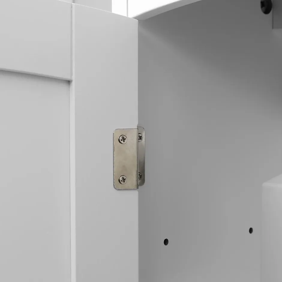 kleankin Armoire haute murale de salle de bain ou WC - placard porte avec étagère réglable - dim. 41L x 18l x 52H cm - MDF blanc gris