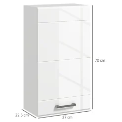 kleankin Armoire haute murale de salle de bain ou WC - placard porte 2 étagères - dim. 41L x 18l x 52H cm - MDF blanc mat laqué* Armoire De Salle De Bains