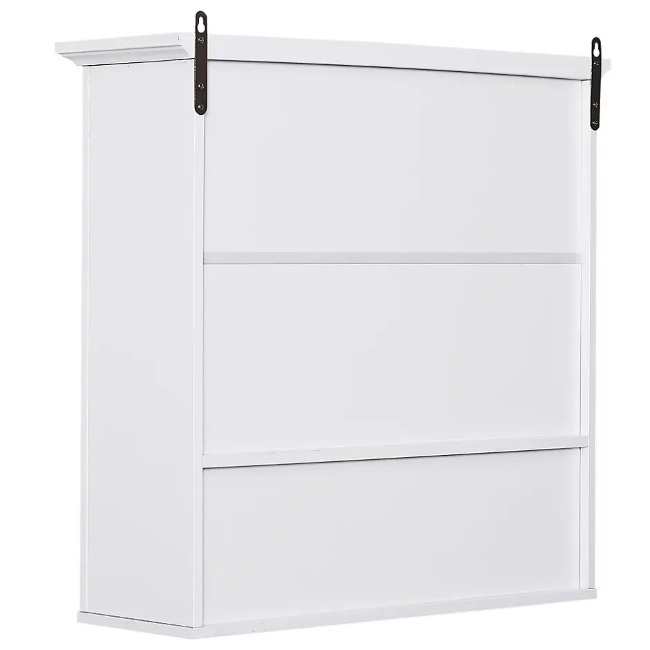 Homcom Armoire haute murale de salle de bain ou WC 2 portes 2 étagères niche dim. 60 x 20 x 58 cm blanc