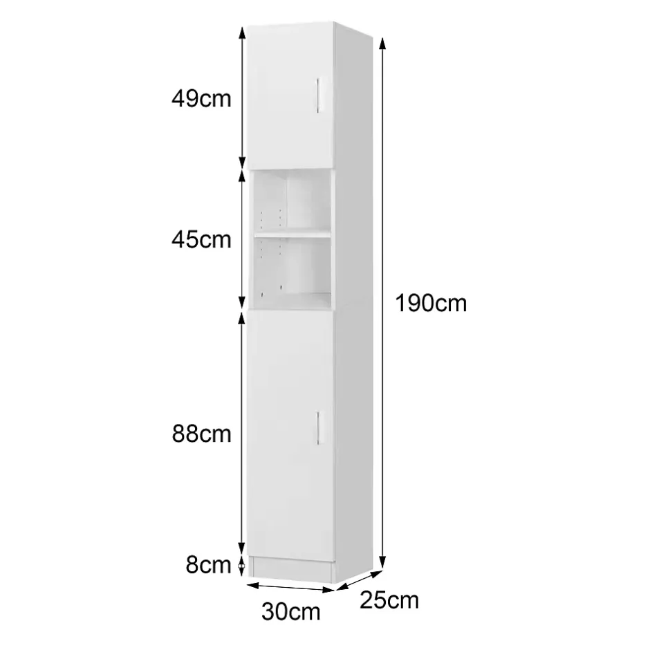 Ml-Design Armoire haute salle de bain colonne blanc MDF 30x190x25 cm