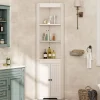 ProximaX Armoire haute salle de bain blanche, 3 compartiments ouverts, portes à charnières résistantes à l'humidité, étagères coulissantes* Meuble Wc