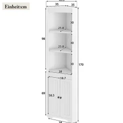 ProximaX Armoire haute salle de bain blanche, 3 compartiments ouverts, portes à charnières résistantes à l'humidité, étagères coulissantes* Meuble Wc