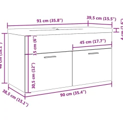 Vidaxl Armoire lavabo de bain avec bassin intégré chêne artisanal* Meuble Wc