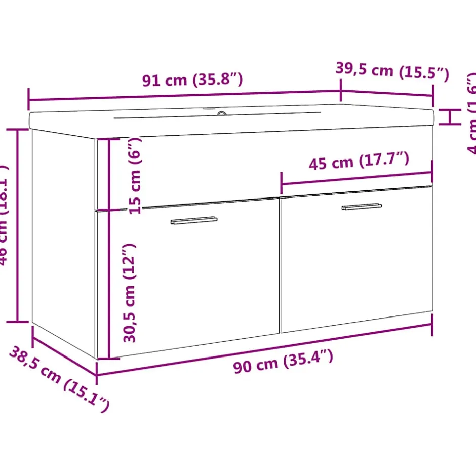 Vidaxl Armoire lavabo de bain avec bassin intégré chêne artisanal* Meuble Wc