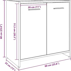 Vidaxl Armoire lavabo de salle de bain vieux bois 60x33x60 cm