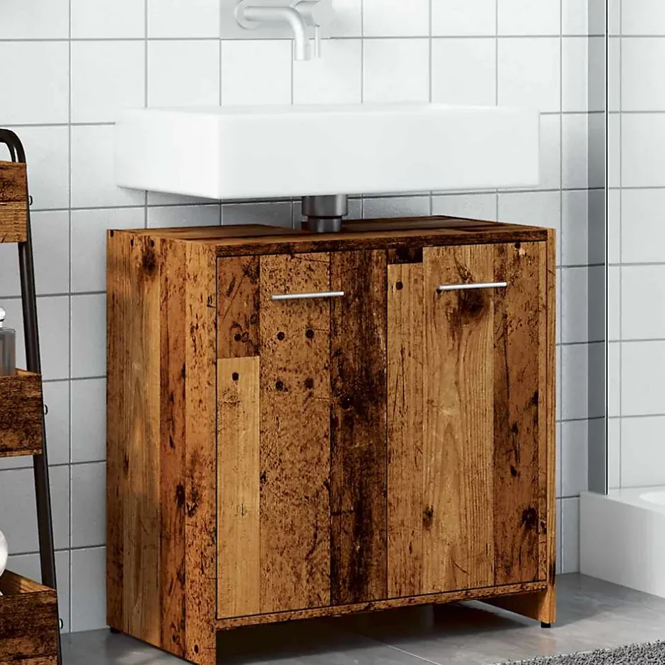 Vidaxl Armoire lavabo de salle de bain vieux bois 60x33x60 cm