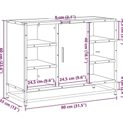Vidaxl Armoire lavabo de salle de bain noir 80x33x60cm bois ingénierie