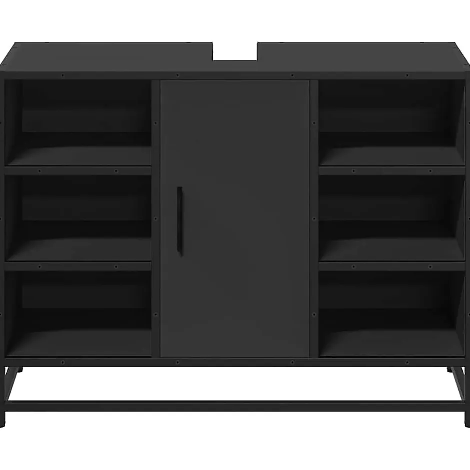 Vidaxl Armoire lavabo de salle de bain noir 80x33x60cm bois ingénierie