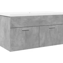 Vidaxl Armoire lavabo de salle de bain avec bassin intégré gris béton* Meuble Wc
