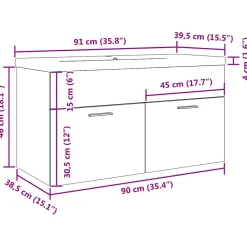 Vidaxl Armoire lavabo de salle de bain avec bassin intégré gris béton* Meuble Wc