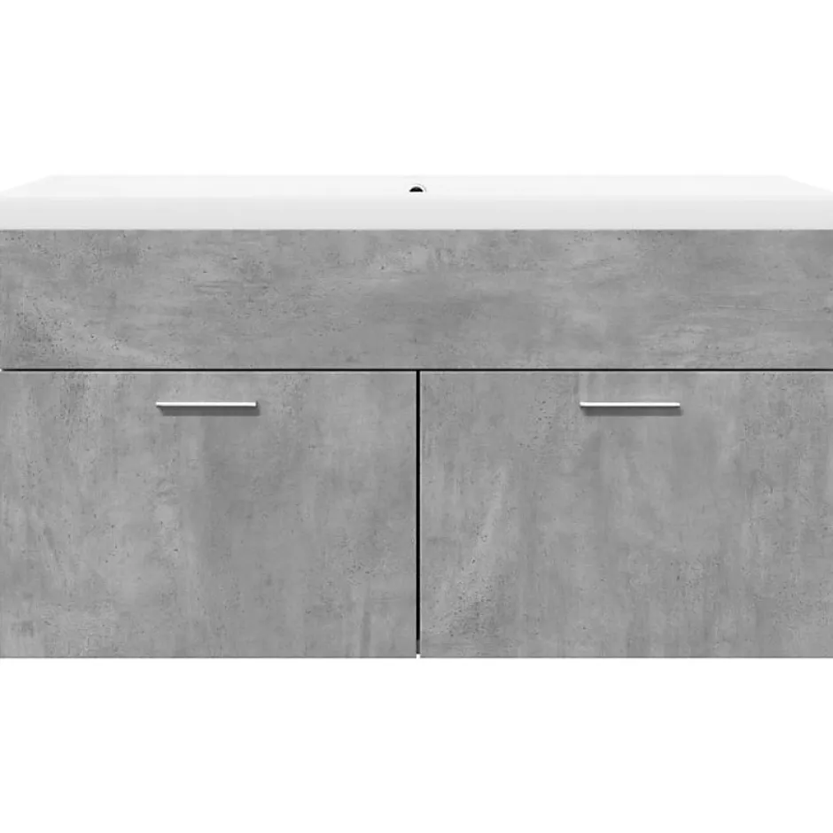 Vidaxl Armoire lavabo de salle de bain avec bassin intégré gris béton* Meuble Wc