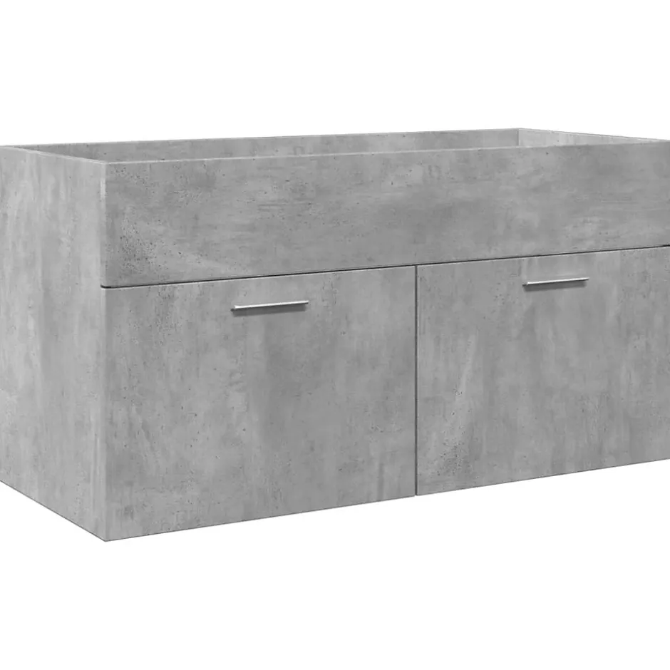 Vidaxl Armoire lavabo de salle de bain avec bassin intégré gris béton* Meuble Wc