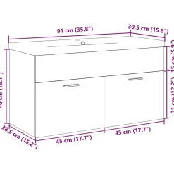 Vidaxl Armoire lavabo de salle de bain et bassin intégré chêne sonoma