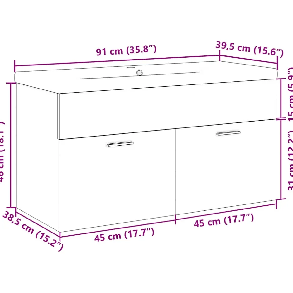 Vidaxl Armoire lavabo de salle de bain et bassin intégré chêne sonoma