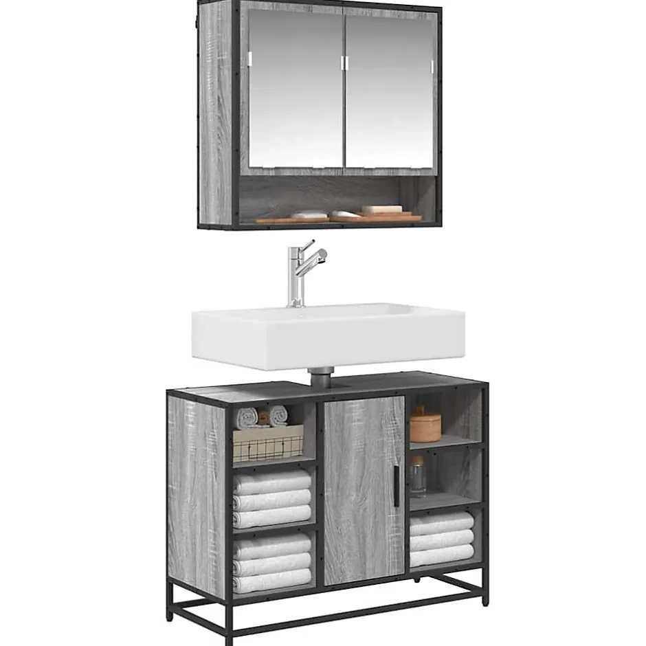 Vidaxl Armoire lavabo de salle de bain sonoma gris bois d'ingénierie