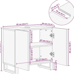Vidaxl Armoire lavabo de salle de bain 62x34x58cm bois massif d'acacia* Meuble Wc