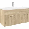 Vidaxl Armoire lavabo de salle de bain et bassin intégré chêne sonoma