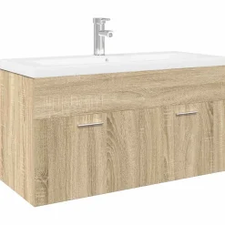 Vidaxl Armoire lavabo de salle de bain et bassin intégré chêne sonoma
