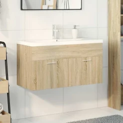Vidaxl Armoire lavabo de salle de bain et bassin intégré chêne sonoma