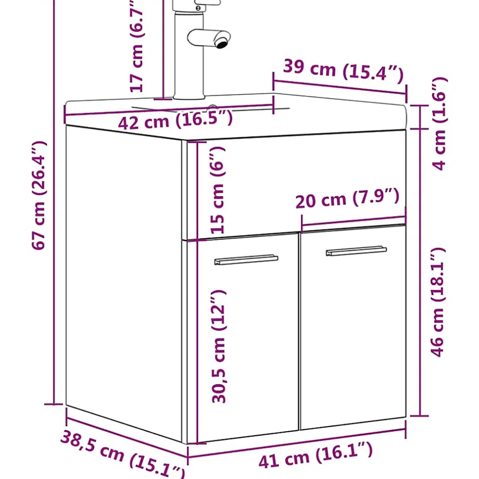 Vidaxl Armoire lavabo de salle de bain avec bassin intégré et robinet* Meuble Wc