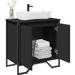 Vidaxl Armoire lavabo de salle de bain noir 60x35x60 cm