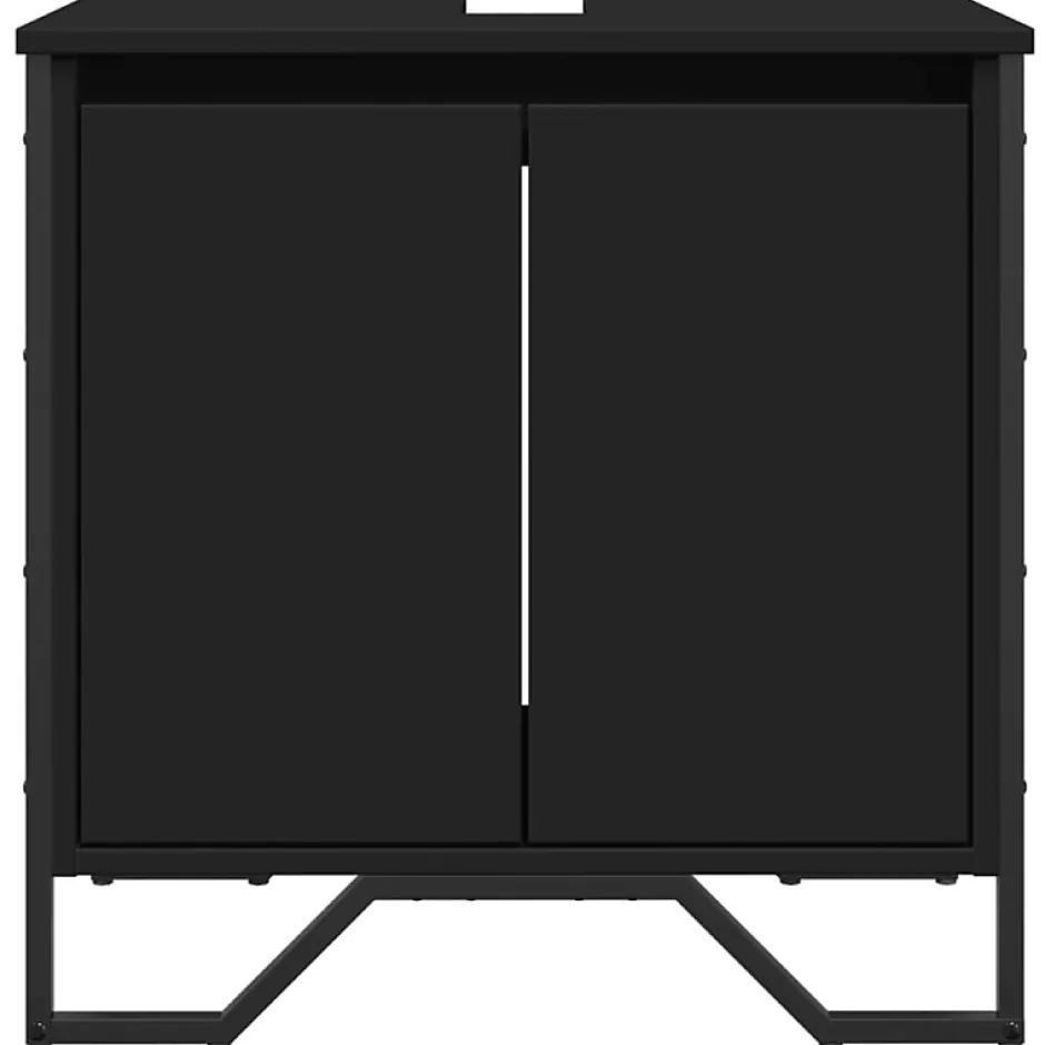Vidaxl Armoire lavabo de salle de bain noir 60x35x60 cm
