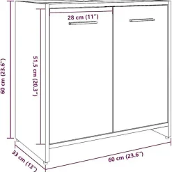 Vidaxl Armoire lavabo de salle de bain chêne artisanal 60x33x60 cm