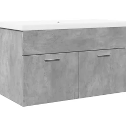 Vidaxl Armoire lavabo de salle de bain avec bassin intégré gris béton