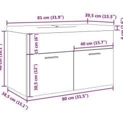Vidaxl Armoire lavabo de salle de bain avec bassin intégré gris béton