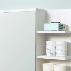kleankin Armoire miroir de salle de bain avec étagère - 3 étagères latérales - kit installation murale fourni - panneaux particules blanc