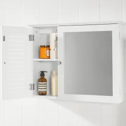 Sobuy Armoire Miroir Meuble Haut de Salle de Bain Armoire Suspendue, BZR55-W,