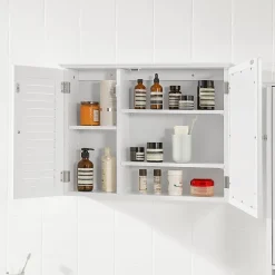 Sobuy Armoire Miroir Meuble Haut de Salle de Bain Armoire Suspendue, BZR55-W,