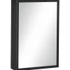 kleankin Armoire miroir murale salle de bain toilette dim. 40L x 12l x 60H cm acier inox. noir verre* Armoire De Toilette