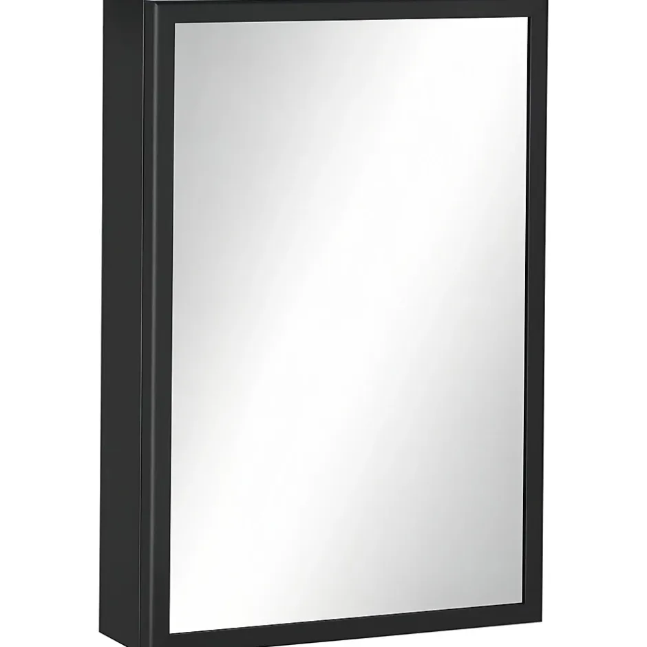 kleankin Armoire miroir murale salle de bain toilette dim. 40L x 12l x 60H cm acier inox. noir verre* Armoire De Toilette