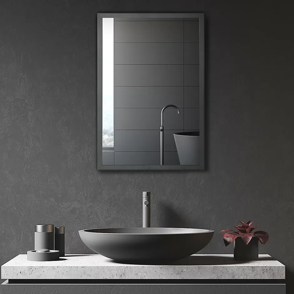 kleankin Armoire miroir murale salle de bain toilette dim. 40L x 12l x 60H cm acier inox. noir verre* Armoire De Toilette