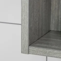 kleankin Armoire miroir salle de bain 3 portes 5 étagères, niche - 90 x 15 x 75 cm - effet bois gris* Armoire De Toilette