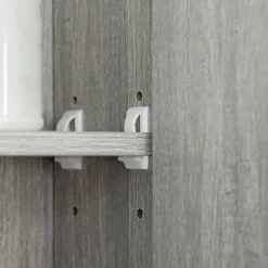 kleankin Armoire miroir salle de bain 3 portes 5 étagères, niche - 90 x 15 x 75 cm - effet bois gris* Armoire De Toilette