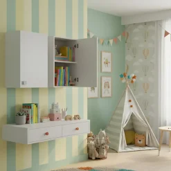 The White Stone Armoire Murale 1 Porte Blanc Frêne