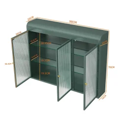 Okwish Armoire Murale 3 Portes Salle de Bain design Moderne avec Cadre Métal Vert et Verre, Meuble de Rangement, Vert foncé* Armoire De Salle De Bains