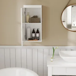 ProximaX Armoire murale blanche avec porte, meuble salle de bain et cuisine à 2 étagères, armoire à pharmacie 37,2x24,5x76,8 cm