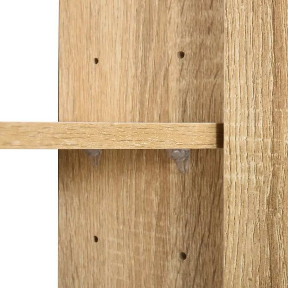 Homcom Armoire murale de rangement salle de bain avec porte miroir couleur bois de chêne dim. 60L x 15l x H76 cm
