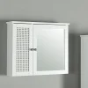 [En.Casa] Armoire murale de salle de bain Karlsoey avec miroir MDF PVC effet rotin 50 x 60 x 15 cm blanc en.casa