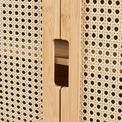 [En.Casa] Armoire murale de salle de bain Tervola 60 x 60 x 20 cm noir naturel effet rotin en.casa