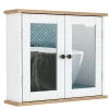 Homcom Armoire murale de salle de bain avec étagère réglable et 2 portes avec miroir en MDF - dim. 56I x 14P x 46H cm* Armoire De Toilette