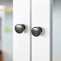 Homcom Armoire murale de salle de bain avec étagère réglable et 2 portes avec miroir en MDF - dim. 56I x 14P x 46H cm* Armoire De Toilette