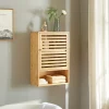 [En.Casa] Armoire murale de salle de bain Gjesdal bambou 60 x 40 x 20 cm naturel en.casa* Armoire De Salle De Bains|Meuble De Salle De Bains Faible Profondeur