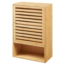 [En.Casa] Armoire murale de salle de bain Gjesdal bambou 60 x 40 x 20 cm naturel en.casa* Armoire De Salle De Bains|Meuble De Salle De Bains Faible Profondeur